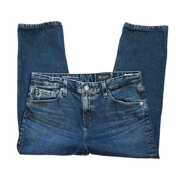 AG Adriano Goldschmied Ex Boyfriend Slouchy Slim Crop Blue Denim Jeans Size 28 - Picture 4 of 13